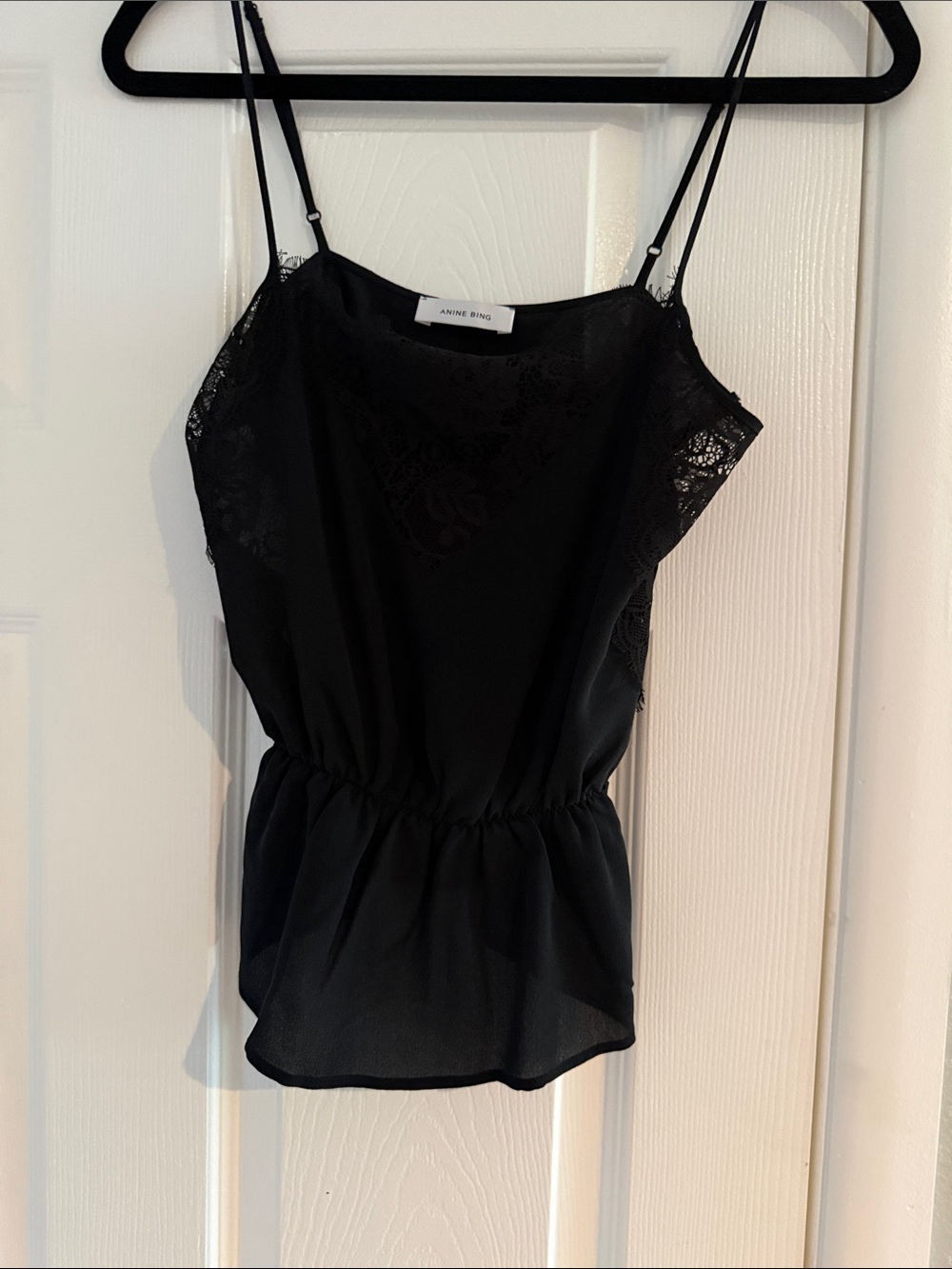 EUC Anine bing silk and lace black tank size xs